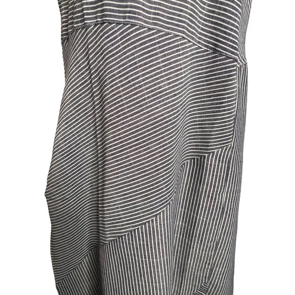 Blue White Pin Striped Large Summer Dress Midi Lightweight Pockets Y2K - Picture 3 of 12